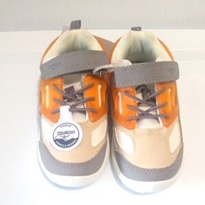 OSHKOSH B'GOSH TAN GRAY ORANGE TODDLER SNEAKERS SHOES SIZE 10 NWT